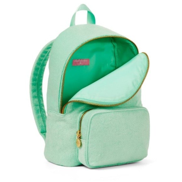 Stoney Clover Lane Terry Cloth Embossed Backpack - Green - NEW - Picture 3 of 4